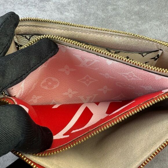Louis Vuitton Giant Monogram Pink Red Chain Double Zip Pochette Crossbody - Picture 11 of 14